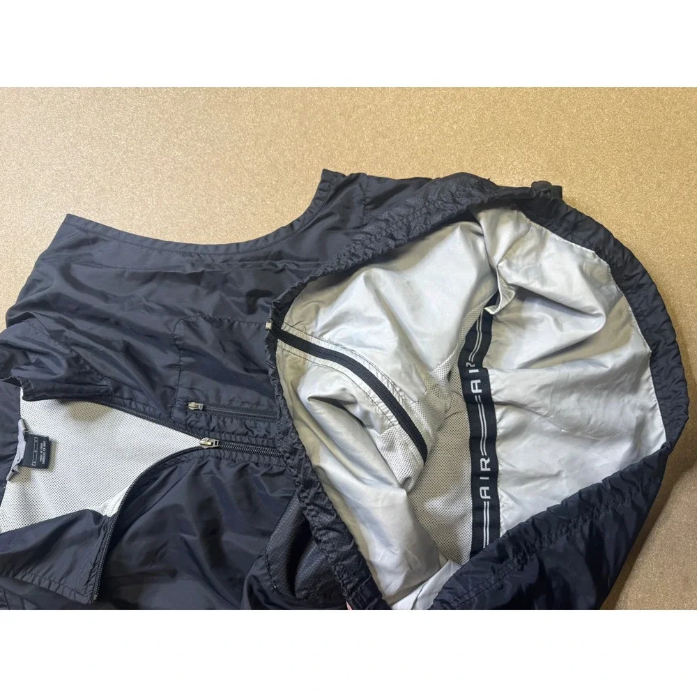 Nike Mens Black Full Zip‎ Windbreaker Vest Mesh Lined Large Y2k vtg
